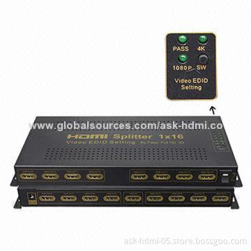 1x16 HDMI Splitter with Video EDID Management, Pass/1,080P/3D